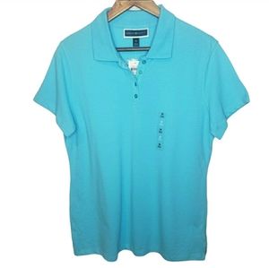 Karen Scott Short Sleeve Polo Shirt NWT Sz M Blue
